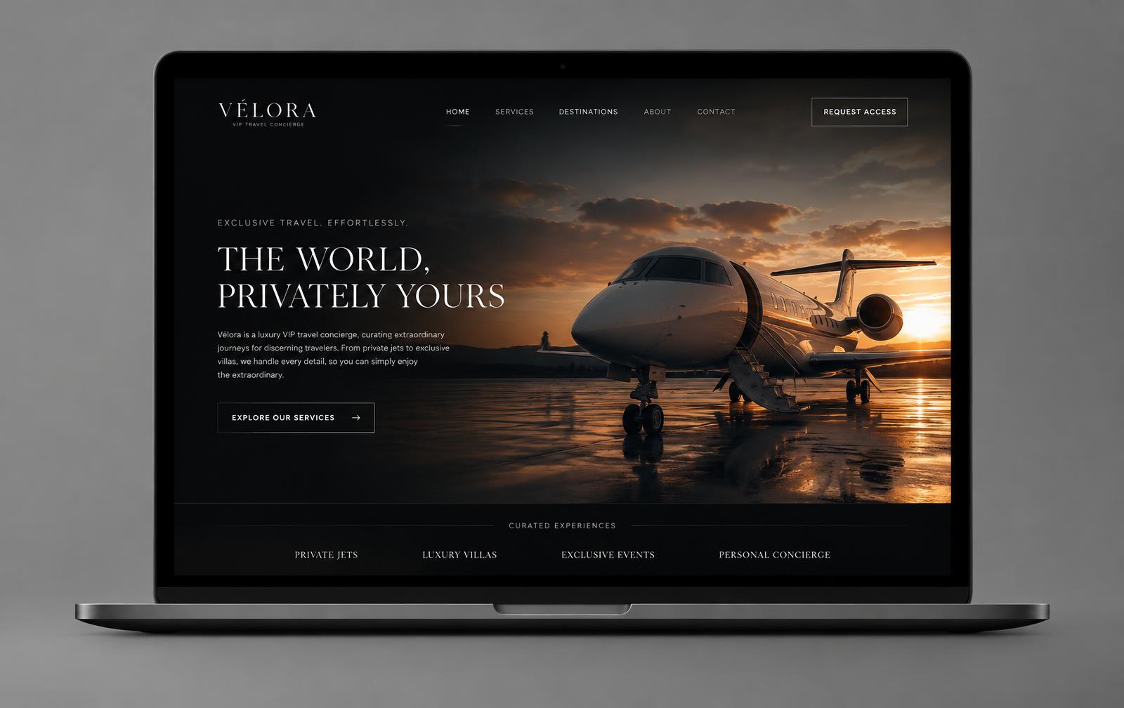 VIP Travel — Travel website concept mockup